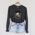 Tales Of The Macabre Skull Book Gothic Books Reading Lover Raglan Sleeve Sweatshirt Dark Grey Heather