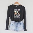 I Like Tea My Books And Maybe Like 3 People Book Lover Raglan Sleeve Sweatshirt Dark Grey Heather