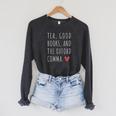 Tea Good Books And The Oxford Comma Raglan Sleeve Sweatshirt Dark Grey Heather