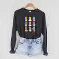 Teacher Easter Reading Bunnies Book Lover Bunny Raglan Sleeve Sweatshirt Dark Grey Heather