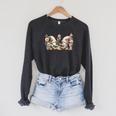 Teacher Gnome Motif Floral Stack Of Books Decor Cute Reading Raglan Sleeve Sweatshirt Dark Grey Heather