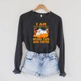I Am Thankful For Books Cats And Coffee Thanksgiving Raglan Sleeve Sweatshirt Dark Grey Heather