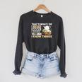 That's What I Do I Read Books I Drink Tea & I Know Things Raglan Sleeve Sweatshirt Dark Grey Heather