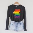 Threadless Grey Sky Chai Rainbow Book Pride Stack Graphic Raglan Sleeve Sweatshirt Dark Grey Heather