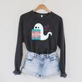 Threadless Grey Sky Chai Trans Book Pride Ghost Graphic Raglan Sleeve Sweatshirt Dark Grey Heather