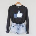 Thumbs Up Like Face Book Icon Raglan Sleeve Sweatshirt Dark Grey Heather
