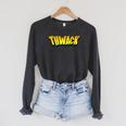 THWACK Vintage Retro Comic Book Raglan Sleeve Sweatshirt Dark Grey Heather