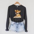 Tiny Puppy Open Book Reading Dog Lover Graphic Round Glasses Raglan Sleeve Sweatshirt Dark Grey Heather Tiny Puppy Open Book Reading Dog Lover Graphic Round Glasses Raglan Sleeve Sweatshirt Dark Grey Heather
