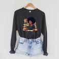 History Month Afro Women Girls Book Lover Librarian Premium Tri-Blend Raglan Sleeve Sweatshirt Dark Grey Heather