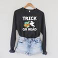 Trick Or Read Halloween Books Halloween Read Trick Or Read Raglan Sleeve Sweatshirt Dark Grey Heather
