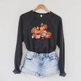 Turkey Reading Books Fall Thanksgiving Teacher Book Lovers Raglan Sleeve Sweatshirt Dark Grey Heather
