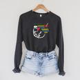 Unearth a Story T-Rex Reading a Book Summer Reading 2026 Raglan Sleeve Sweatshirt Dark Grey Heather