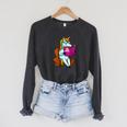 Unicorn Librarian For A Teacher Reading Book In School Raglan Sleeve Sweatshirt Dark Grey Heather
