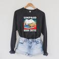 Unpaid Book Critic Book Reader Bookworm Vintage Raglan Sleeve Sweatshirt Dark Grey Heather