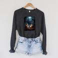 Vintage Boo Halloween Camping Reading Teacher Books Ghost Raglan Sleeve Sweatshirt Dark Grey Heather
