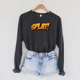 Vintage Comic Book Collector Reader Sound Effect Splat Raglan Sleeve Sweatshirt Dark Grey Heather