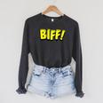 Vintage Comic Book Style Sound Effect Biff Raglan Sleeve Sweatshirt Dark Grey Heather