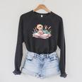 Watercolor Lizzard Reading Book Cute Kids Raglan Sleeve Sweatshirt Dark Grey Heather
