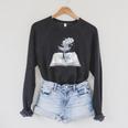 Whale Watching Dive Into Reading Open Book Watercolor Kids Raglan Sleeve Sweatshirt Dark Grey Heather