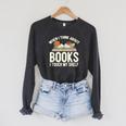 When I Think About Books I Touch My Shelf Book Lovers Read Raglan Sleeve Sweatshirt Dark Grey Heather