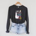 A Whole Llama Learning Going On Book Reading School Llama Raglan Sleeve Sweatshirt Dark Grey Heather