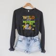 Wild About Reading Books Reader Librarian Wild Animals Lover Raglan Sleeve Sweatshirt Dark Grey Heather