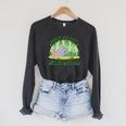 Wild About Reading Books Rhino Pig And Crocodile Raglan Sleeve Sweatshirt Dark Grey Heather