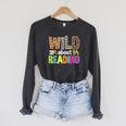 Wild About Reading Library Day Reading Books & Bookworm Raglan Sleeve Sweatshirt Dark Grey Heather