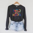 Wild About Reading Tie Dye Reading Books Raglan Sleeve Sweatshirt Dark Grey Heather