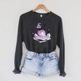 Witch Ghost Cat Skull Magic Books Raglan Sleeve Sweatshirt Dark Grey Heather