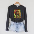 Women Reading Book Educated Black History Month Women Raglan Sleeve Sweatshirt Dark Grey Heather