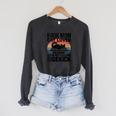 Women's Book Mom Cat Lover Reading With My Felline Sidekick Raglan Sleeve Sweatshirt Dark Grey Heather