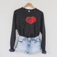 Women's Clifford The Big Red Dog I Heart Clifford Childrens Books Raglan Sleeve Sweatshirt Dark Grey Heather