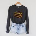 Women's Dark Academia Vintage Book Stack Gothic Moth Raglan Sleeve Sweatshirt Dark Grey Heather
