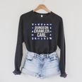 Women's DCC Logo With Marquee Icons Book Series Raglan Sleeve Sweatshirt Dark Grey Heather