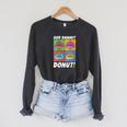 Women's Dungeon Crawler Carl God Damnit Donut Cat Pop Art Book Raglan Sleeve Sweatshirt Dark Grey Heather Women's Dungeon Crawler Carl God Damnit Donut Cat Pop Art Book Raglan Sleeve Sweatshirt Dark Grey Heather