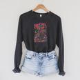 Women's Hot Girls Reader Floral Book Lover Cute Skeleton Reading Raglan Sleeve Sweatshirt Dark Grey Heather