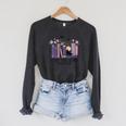 Women's Just One More Chapter Romantasy Book Dragon Bookworm Bookish Raglan Sleeve Sweatshirt Dark Grey Heather