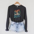 Women's Lift So I Can Carry More Books Reading Lovers Reader Workout Raglan Sleeve Sweatshirt Dark Grey Heather