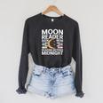Women's Moon Reader Book Mom Reading Beyond Midnight Raglan Sleeve Sweatshirt Dark Grey Heather