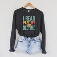 Women's I Read Past My Bedtime Book Lover Raglan Sleeve Sweatshirt Dark Grey Heather