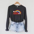 Women's Retro Rainbow Take A Look It's In A Book Reading Bookworm Raglan Sleeve Sweatshirt Dark Grey Heather