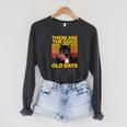 Women's These Are The Good Old Days Cat Reading A Book Raglan Sleeve Sweatshirt Dark Grey Heather Women's These Are The Good Old Days Cat Reading A Book Raglan Sleeve Sweatshirt Dark Grey Heather