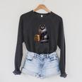 Women's Smokey Maine Coon Cat Book Lover Raglan Sleeve Sweatshirt Dark Grey Heather Women's Smokey Maine Coon Cat Book Lover Raglan Sleeve Sweatshirt Dark Grey Heather