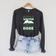 Writing Book Novel Writer & Published Author Save A Writer Raglan Sleeve Sweatshirt Dark Grey Heather