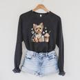 Yorkie Dog Moms Iced Coffee And Books Yorkshire Terrier Raglan Sleeve Sweatshirt Dark Grey Heather