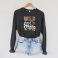 Zoo Animals Wild About Reading Books Reader Lover Librarian Premium Tri-Blend Raglan Sleeve Sweatshirt Dark Grey Heather