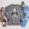 1st Grade Back To School Panda Book Reader Teacher Heart Raglan Sleeve Sweatshirt Deep Heather