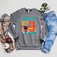 3 Year Old Birthday Boy Book Worm Reading Birthday Party Raglan Sleeve Sweatshirt Deep Heather