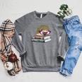 Adorable Hedgehog Book Nerd Tee Shirt Raglan Sleeve Sweatshirt Deep Heather